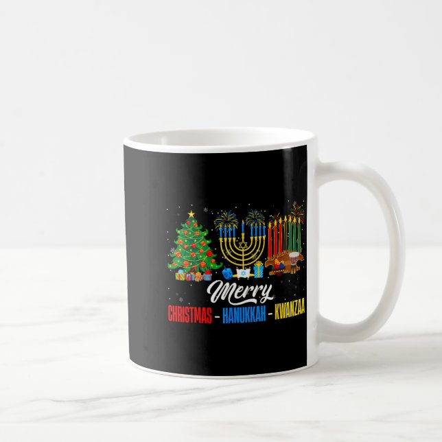 Retro Merry Christmas Hanukkah Kwanzaa Happy Holid Coffee Mug (Right)