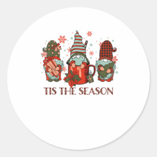 Retro Merry Christmas Hot Cocoa Tis The Season Gno Classic Round Sticker