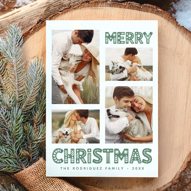 Retro Merry Christmas Modern Holiday Card (Creator Uploaded)