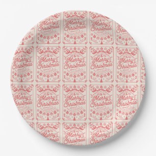 Retro Merry Christmas  Paper Plate