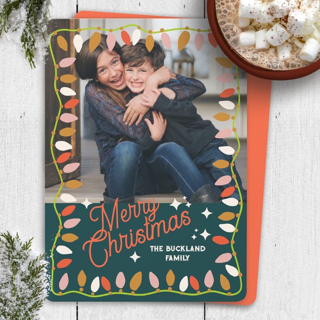 Retro Merry Christmas Photo Card One Picture (Creator Uploaded)