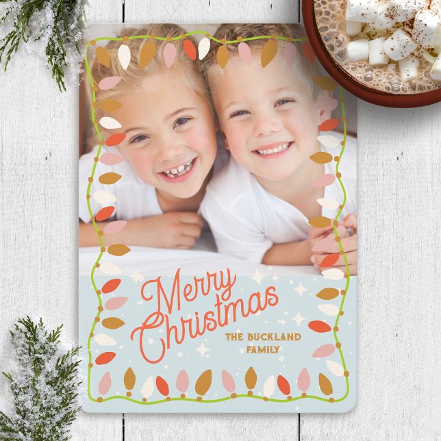 Retro Merry Christmas Photo Card One Picture (Creator Uploaded)