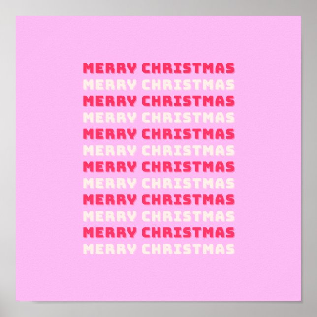 Retro Merry Christmas Pink Holiday Decor Preppy (Front)