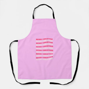 Retro Merry Christmas Pink Holiday Decor Preppy Apron