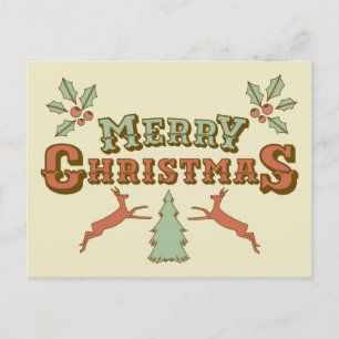 Retro Merry Christmas Postcard