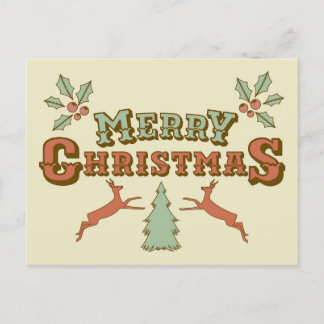 Retro Merry Christmas Postcard