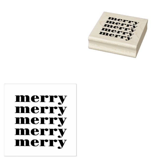 Retro "merry" christmas  rubber stamp (Stamped)