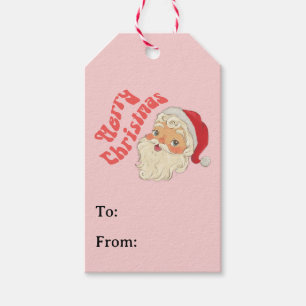 Retro Merry Christmas Santa Gift Tags