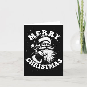 Retro Merry Christmas Santa Shaka Hawaiian Surf Sk Card