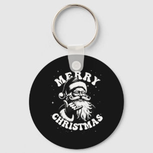 Retro Merry Christmas Santa Shaka Hawaiian Surf Sk Keychain