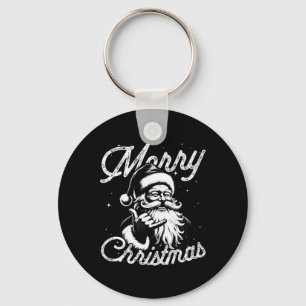Retro Merry Christmas Santa Shaka Hawaiian Surf Sk Keychain