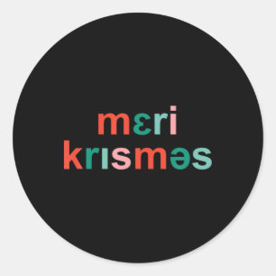 Retro Merry Christmas Slp Phonetics Funny Speech T Classic Round Sticker