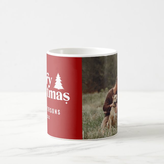 retro Merry Christmas stylish photo holiday Coffee Mug (Center)