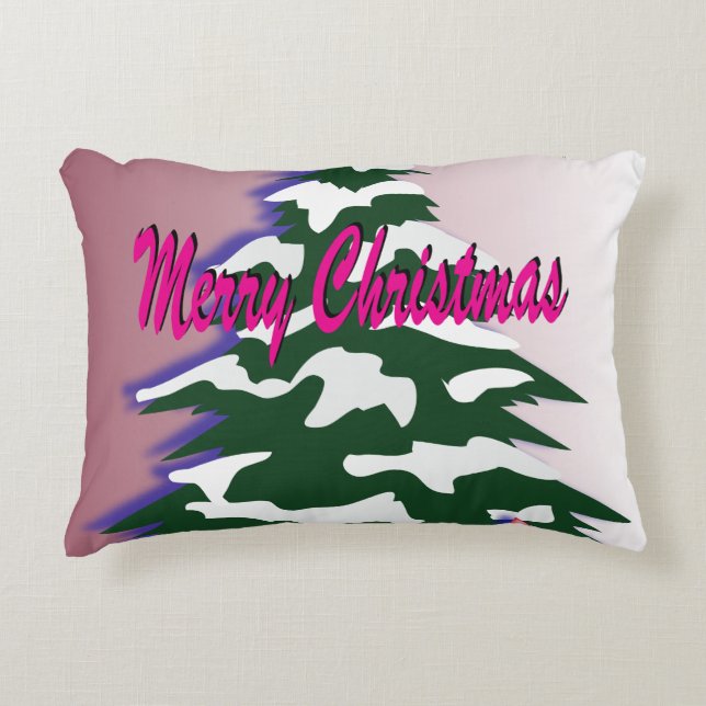 Retro Merry Christmas Tree Festive Season Decorative Pillow (Front)