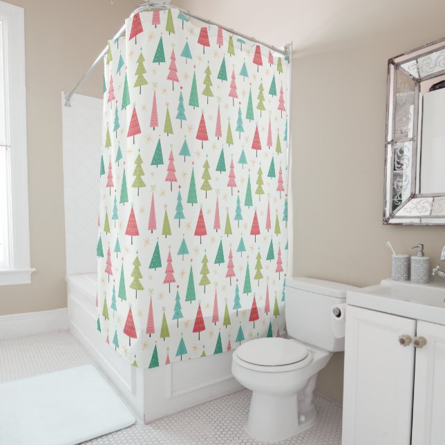 Retro Merry Christmas Trees Fun Holiday Pattern (In Situ)
