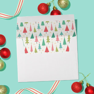 Retro Merry Christmas Trees Fun Holiday Pattern Envelope