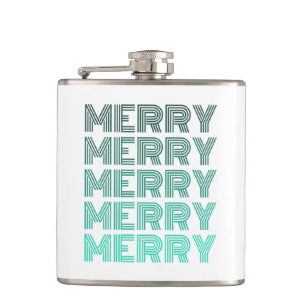 Retro Merry Christmas Wrapped Flask