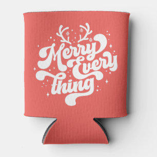 Retro Merry Everything Merry Christmas Can Cooler
