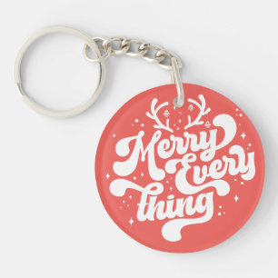 Retro Merry Everything Merry Christmas  Keychain