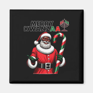 Retro Merry Kwanzaa Santa Black Christmas African Magnet