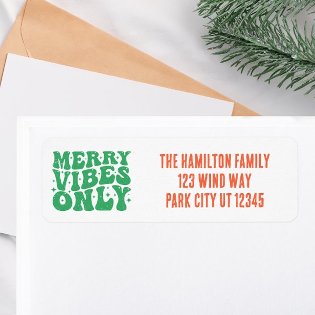 Retro Merry Vibes Holiday Return Address (Creator Uploaded)