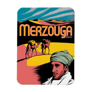 Retro Merzouga sahara camel ride morocco travel Magnet