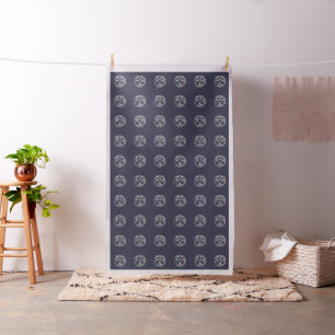 Retro Metalic Peace Sign on Navy Background Fabric