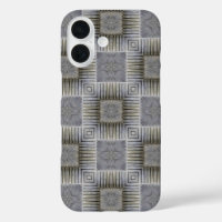 Retro Metallic Silver Decorative Squares Pattern