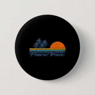 Retro Miami Beach Florida Tees Women Men Cool Vint 2 Inch Round Button