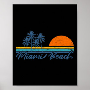 Retro Miami Beach Florida Tees Women Men Cool Vint Poster