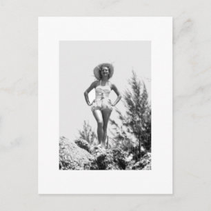 Retro Miami Beach Lady Photograph 1950s Postcard