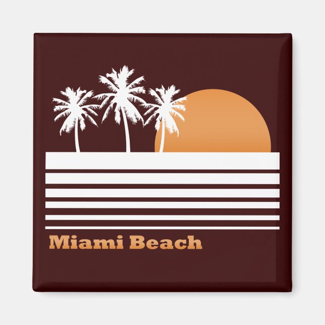 Retro Miami Beach Magnet (Front)