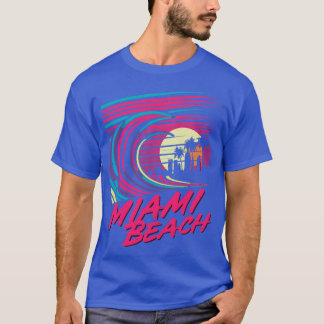 Retro Miami Beach Sunset Wave Design TShirt