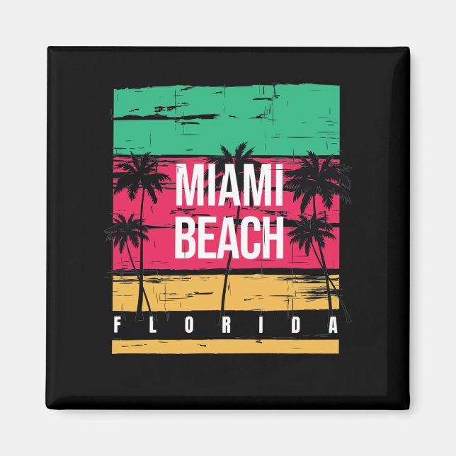 Retro Miami Florida Beach Souvenir Magnet (Front)