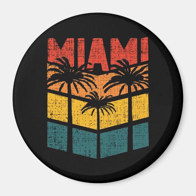 Retro Miami Florida Beach Souvenir Palm Tree 80s Magnet (Front)
