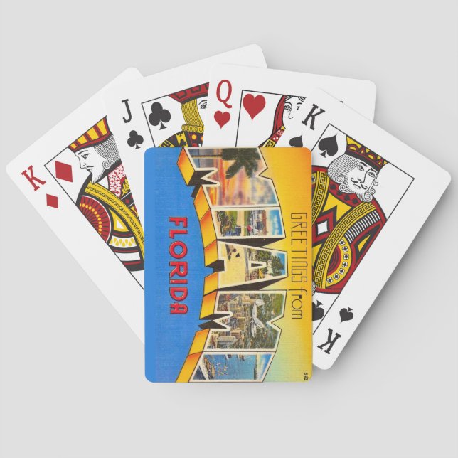 Retro Miami Postcard Playing Cards (Back)