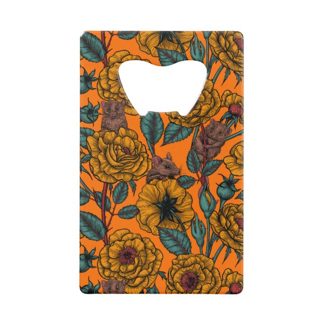 Retro mice party credit card bottle opener (Front)