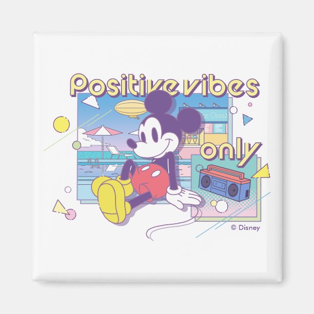 Retro Mickey Positive Vibes Only Magnet (Front)