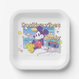 Retro Mickey Positive Vibes Only Paper Plate