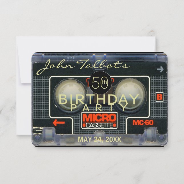 Retro Micro Audiotape 50e Invitation d'anniversair (Devant)