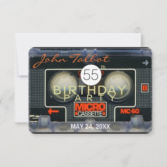 Retro Micro Audiotape 55th Birthday Invitation (Front)