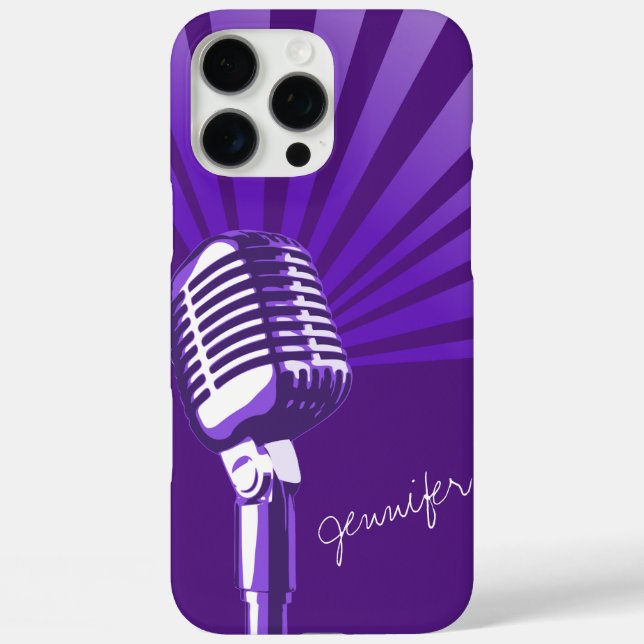 Retro microphone custom name purple graphic  Case-Mate iPhone case (Back)
