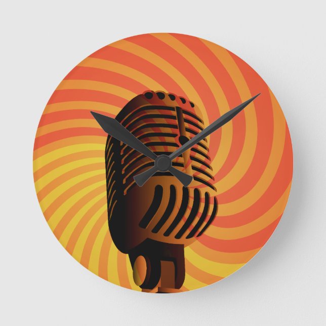 Retro Microphone custom wall clock (Front)