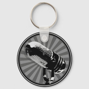 Retro Microphone Graphic Keychain