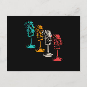 Retro Microphone Mic Vintage Musician Singing Gift Postcard