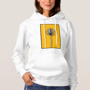 Retro Microphone on Bold Yellow Hoodie