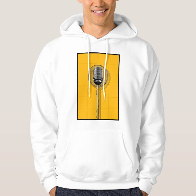 Retro Microphone on Bold Yellow Hoodie (Front)