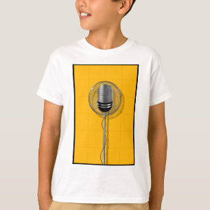 Retro Microphone on Bold Yellow T-Shirt