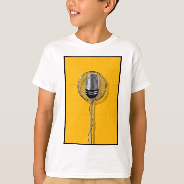Retro Microphone on Bold Yellow T-Shirt (Front)