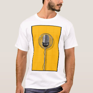 Retro Microphone on Bold Yellow T-Shirt